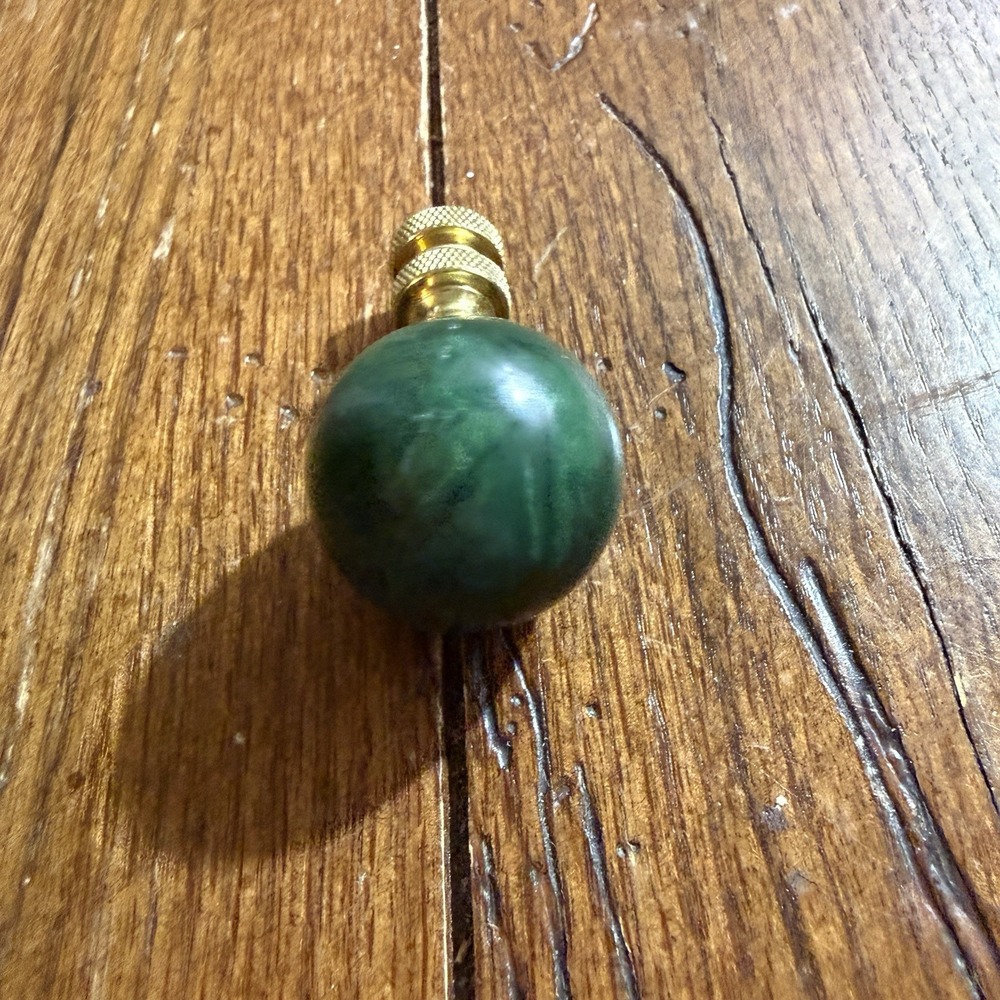 Emerald Green Glass 1" Ball Lamp Finials Nickel/Polished/Antique Brass Bases - Picture 2 of 3